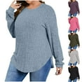 thumbnail image 1 of SEAOPEN Plus Size Tops for Women Tunic Shirts Long Sleeve Crewneck Casual Sweaters Pullover Loose Fit Purple,4XL, 1 of 6