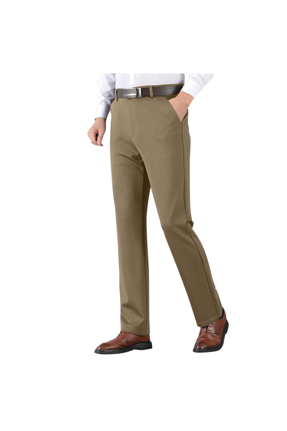 Stretch Mens Dress Pants Slim Fit Dress Pants for Men Expandable Waist Wrinkle Free Work Dress Pants Golf Pants Today Sales Khaki,XXXXL