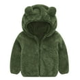 thumbnail image 1 of SEAOPEN Toddler Baby Boy Girl Little Cute Bear Hoodie Jacket Sherpa Fuzzy Winter Warm Sweatshirt Coat Today Green,80, 1 of 3