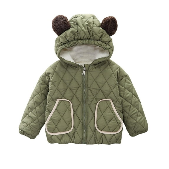 SEAOPEN Toddler Girls Boys Fleece Hoody Jacket Zip Up Teddy Coat Warm Winter Outwear with Pockets Green,3 Years