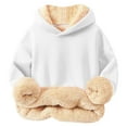 thumbnail image 1 of SEAOPEN Unisex Boys Girls Fleece Lined Sherpa Hoodie Kids Warm Winter Hoodies Pullover Hooded Sweatshirt Sweater White,6 Years, 1 of 3