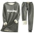 thumbnail image 1 of SEAOPEN Deals Warm Fleece Sweatshirt Women Winter Thick Cozy Fuzzy Sherpa Lined Tunic Tops Long Sleeve Pullover Sweater Plus Size Thermal Underwear and Fuzzy Pants Dark Gray,M, 1 of 2