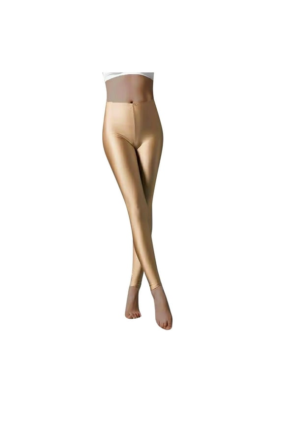 Women Fluorescent Colors Tights Stretched Shiny Sports Leggings High Waisted Yoga Pants Today Gold,S