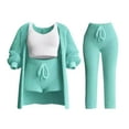 thumbnail image 1 of SEAOPEN Women Fuzzy Fleece 4 Piece Sets Outfits Soft Cardigan and Crop Top Pants Set, Women's Fuzzy 4 Piece Sweatsuit Open Front Cardigan Crop Tank Tops Pants Lounge Sets Today Green,M, 1 of 2