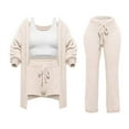 thumbnail image 1 of SEAOPEN Women Fuzzy Fleece 4 Piece Sets Outfits Soft Cardigan and Crop Top Pants Set, Women's Fuzzy 4 Piece Sweatsuit Open Front Cardigan Crop Tank Tops Pants Lounge Sets Today Beige,XL, 1 of 2