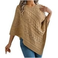 thumbnail image 1 of SEAOPEN Women's 2024 Fall Winter Turtleneck Poncho Sweater Fashion Chunky Knit Cape Wrap Sweaters Pullover Jumper Tops Today Khaki,S, 1 of 6