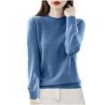 thumbnail image 1 of SEAOPEN Women's Lightweight Soft Petite Crewneck Lightweight Solid Plain Sweaters Fall Winter Pullover Jumper Tops Today Navy,M, 1 of 3