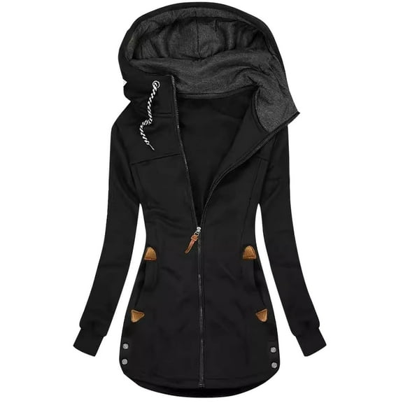 SEAOPEN Women's Long Winter Coat Thickened Down Alternative Jacket Warm Puffer Jacket Hooded Parka Black,L