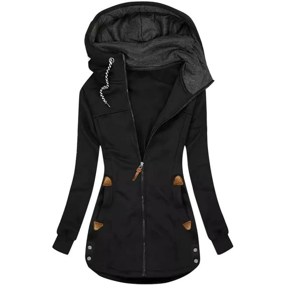 SEAOPEN Women's Long Winter Coat Thickened Down Alternative Jacket Warm Puffer Jacket Hooded Parka Black,L