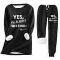 thumbnail image 1 of SEAOPEN Women's Round Neck Pocket with Thickened Plush Insulation Long Sleeved Top and Plush Pants Set Tunic Sweaters for Leggings for Women Today Black,XXL, 1 of 4