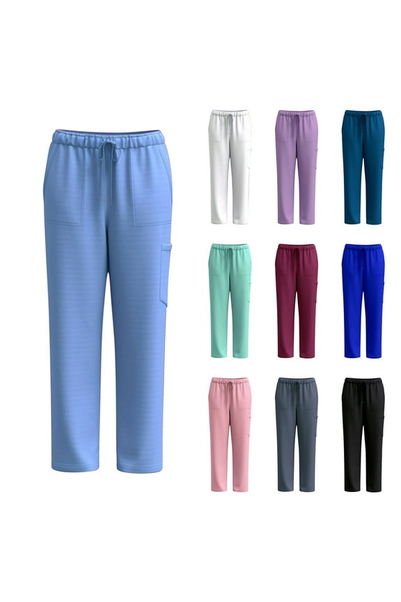 Women's Scrub Pants - Elastic Waist Pants for Women Pocket Joggers Pants Stretch Nurse Scrubs Bottoms Black,L