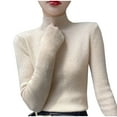thumbnail image 1 of SEAOPEN Women's Turtleneck Sweater Long Sleeve Ribbed Fitted Turtle Neck Casual Fall Fashion Basic Layering Knit Top Today Beige,L, 1 of 3