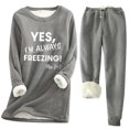 thumbnail image 1 of SEAOPEN Deals Women's Winter Warm Sherpa Lined Fleece Sweatshirt Crewneck Sport Pullover Loungewear Tops and Lined Pants Sets Today Sales Dark Gray,S, 1 of 5