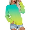 thumbnail image 1 of SEAOPEN Womens Casual Crewneck Sweatshirt Long Sleeve Tops Cute Pullover Loose Fit Blouse under 10 dollars Green,M, 1 of 3