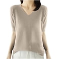 thumbnail image 1 of SEAOPEN Womens Puff Short Sleeve Sweater Crew Neck Pullover Tops Ribbed Knit Sweater Blouse Today Coffee,M, 1 of 3