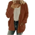 thumbnail image 1 of SEAOPEN Womens Sherpa Fleece Jackets Fuzzy Warm Winter Jackets Button Down Coat Long Sleeve Outwear with Pockets Wine,L, 1 of 6