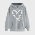 thumbnail image 1 of SEAOPEN Juniors Cute Heart Graphic Hoodies Drawstring Sweatshirts with Pocket Teen 2024 Fall Fashion Hooded Sweatshirt Lightweight Pullover Gray,XXL, 1 of 5