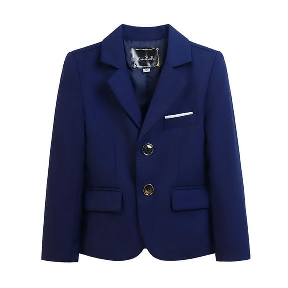 SEAOPEN Girls Blazer Long Sleeve Collar Formal Blazers Suit Jacket Open Front Inner Pocket for Kids Blue,10-11 Years