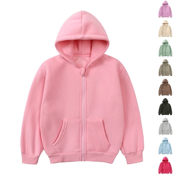 SEAOPEN Girls Boys Full Zip Hoodies High Neck Mid-weight Fleece Hooded Sweatshirts for Children Purple 120