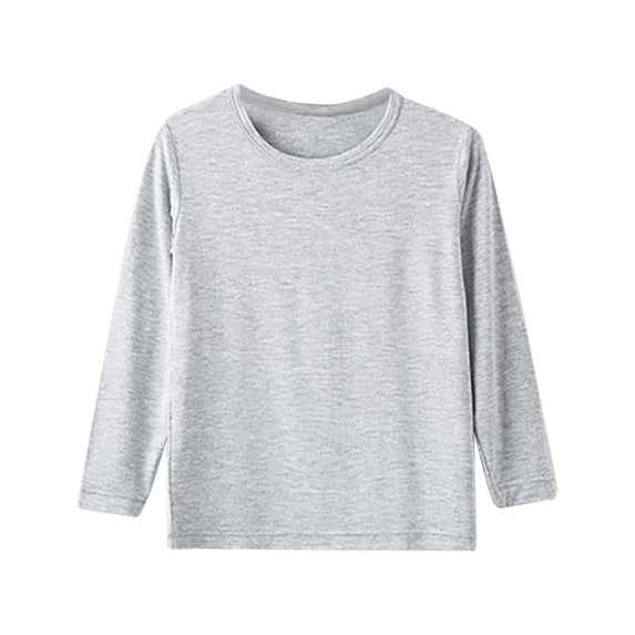 SEAOPEN Girls Boys Long Sleeve T Shirts Kids Fall Tops Crewneck Basic Tees Gray,12 Years