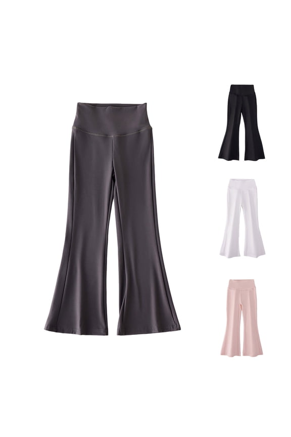 Girls Flare Leggings Kids Bell Bottoms High Waisted Bootcut Yoga Dance Flared Pants Black 140