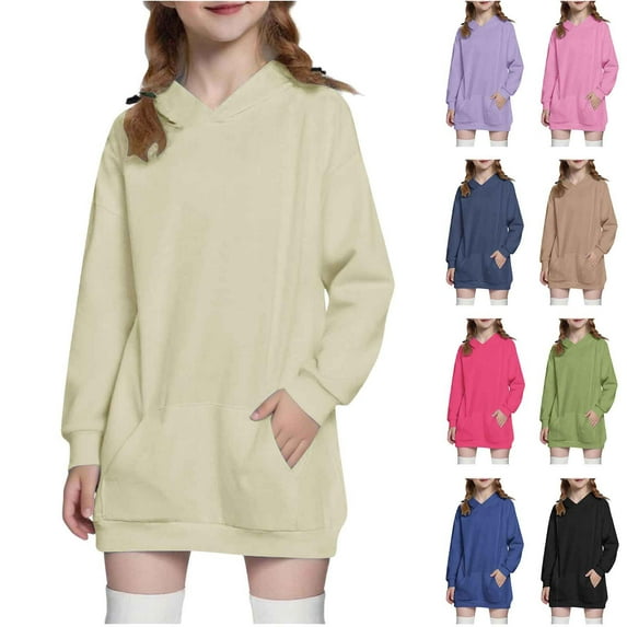 SEAOPEN Girls Oversized Hoodies Fleece Pullover Sweatshirts Kids Fashion Casual Outfits Fall Winter Clothes Purple 11 Years