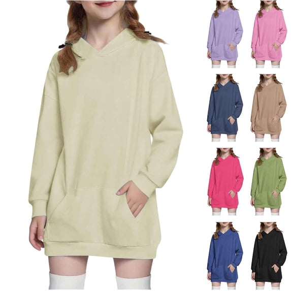 SEAOPEN Girls Oversized Hoodies Fleece Pullover Sweatshirts Kids Fashion Casual Outfits Fall Winter Clothes Purple 5 Years