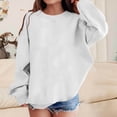thumbnail image 1 of SEAOPEN Girls Oversized Sweatshirt Long Sleeve Crewneck Kids Lightweight Cute Pullover Tops White,7-8Years, 1 of 4