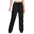thumbnail image 1 of SEAOPEN Girls Parachute Pants Loose Lightweight Drawstring Waist Hip Hop Cargo Pants Black 140, 1 of 3