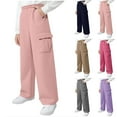 thumbnail image 1 of SEAOPEN Girls Sweatpants Kids Baggy Cargo Pants Athletic Drawstring Jogger Pants with Pockets Navy 12 Years, 1 of 7
