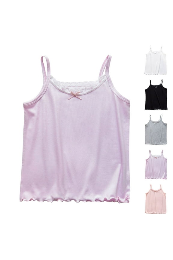 Girls Tank Tops Size 3-14 Sleeveless Racerback Athletic Under Shirts Dance Outfit Teen Camisole Vest Workout Crop Tops