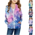 thumbnail image 1 of SEAOPEN Girls Zip Up Hoodie Tie Dye Graphic Sweatshirts Casual Long Sleeve Jacket Lightweight Sweatshirt with Pockets Green 13 Years Clearance Clothes, 1 of 3