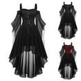 thumbnail image 1 of SEAOPEN Gothic Dresses for Women Sexy Butterfly Sleeve Witch Dress Vintage Medieval Halloween Costume Lace Up Corset Dress Wine,L, 1 of 4