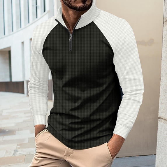 SEAOPEN Henley Shirts for Men Long Sleeve Basic Waffle Pullover T-Shirt with Pocket White L