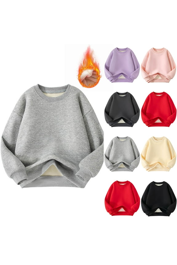 Kids Thermal Shirts Boys Girls Long Sleeve Undershirt Fleece Lined Base Layer Top Youth Underwear for Winter Gray 7 Years