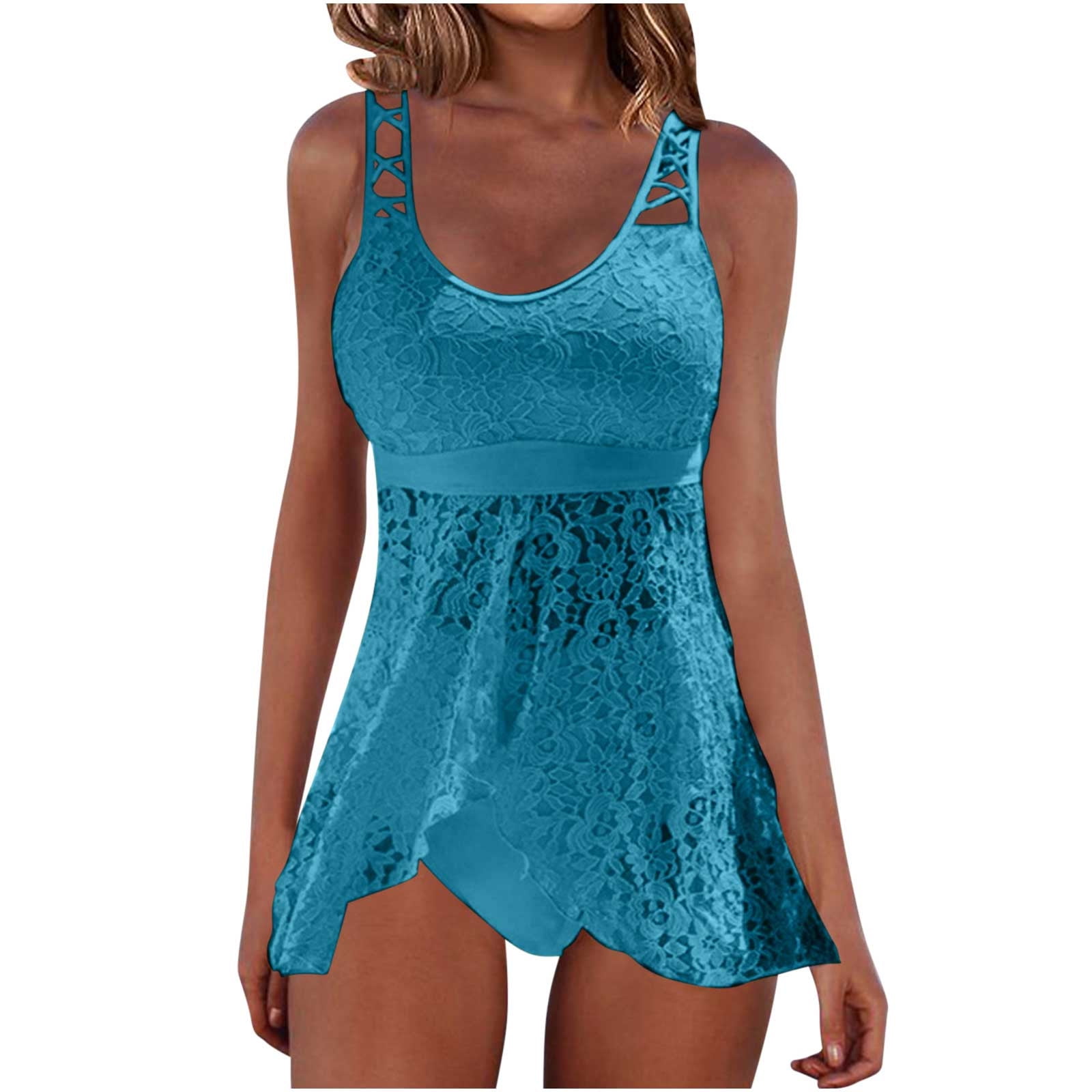 SEAOPEN Lace Tankinis Swimsuit for Women Flowy Swim Dress Modest 2