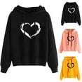 thumbnail image 1 of SEAOPEN New Year New You Juniors Hooded Sweatshirts Cute Love Heart Drawstring Hoodies with Pocket - Teen Girls Casual Long Sleeve Hoodie Sweatshirt Pink,L, 1 of 6