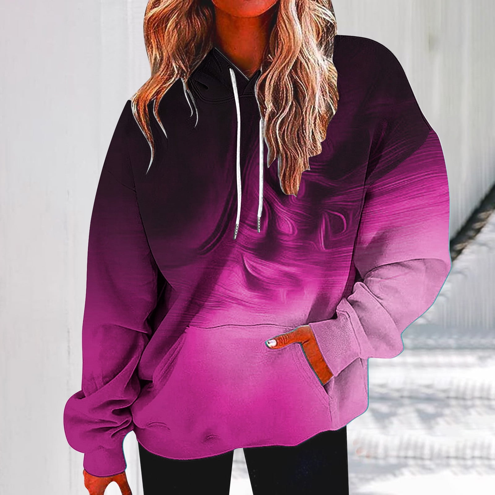 SEAOPEN New Year New You Tie Dye Pullover Hoodie for Women Drawstring Hooded Sweatshirt Drop Shoulder Oversized Hoodies Gradient Graphic Athletic