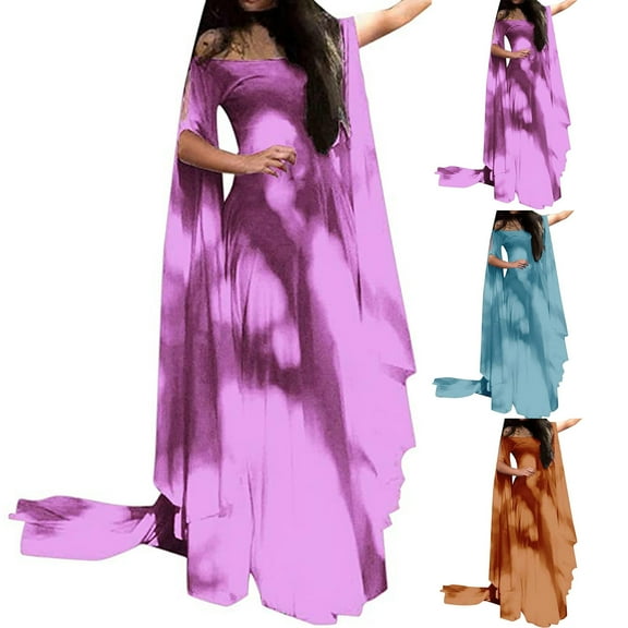 SEAOPEN Renaissance Dress for Women Medieval Costume Victorian Dress Halloween Split Long Sleeve Fairy Witch Pirate Dresses Light blue,XXL