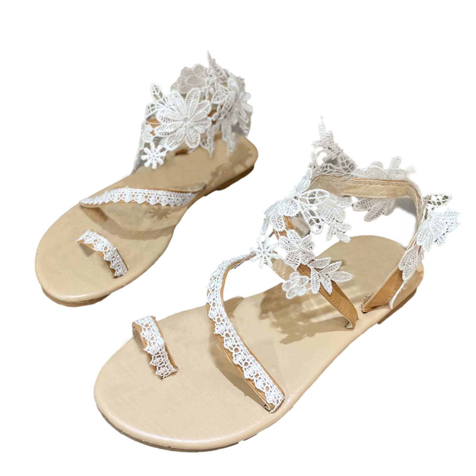 SEAOPEN Sandals for Women Thong,Women's Bohemia Bling Rhinestone Pearl ...