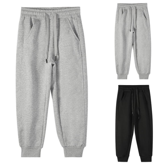 SEAOPEN Toddler Pants Sweatpants Boys Cotton Joggers, Athletic Pull on Sweat Pants with Pockets for Kids Clothes Gray 11-12Years