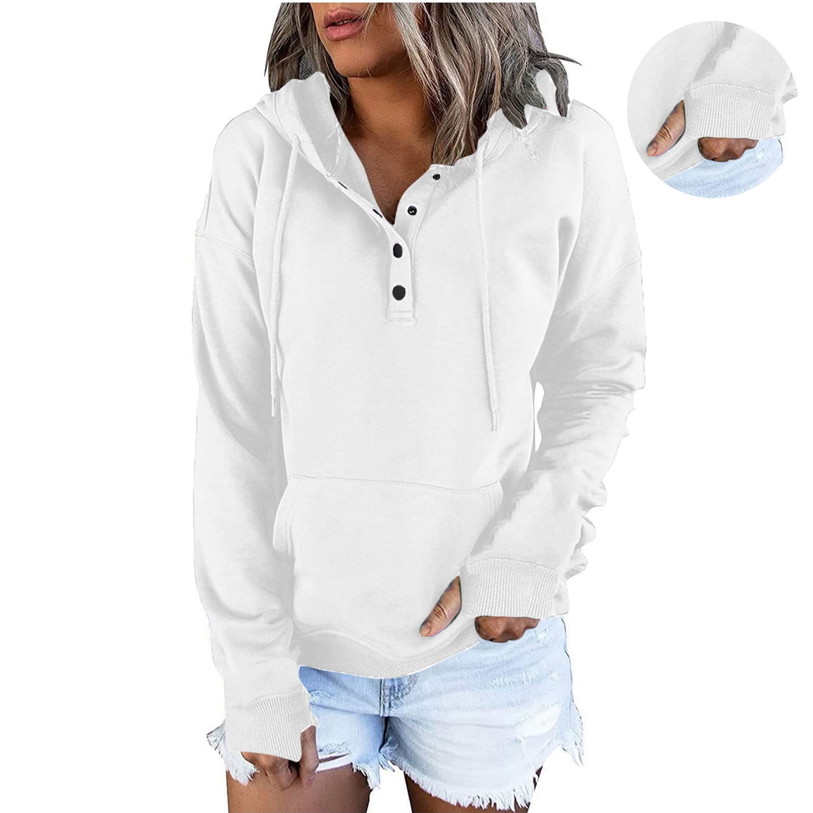 Pbnbp Women’s Loose Fit Hooded Sweatshirt – Quarter Zip Pullover With Kangaroo Pocket – Fall Fashion Top