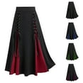 thumbnail image 1 of SEAOPEN Women Halloween Gothic Skirt Lace Up Renaissance Midi Skirts Novelty A Line High Waisted Skirt Medieval Costume Green,XXL, 1 of 6