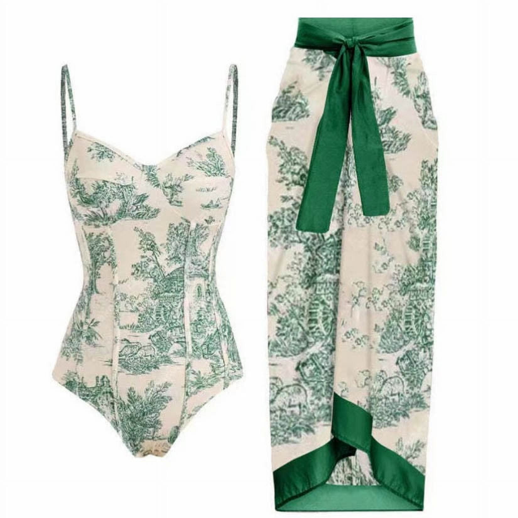 SEAOPEN Women One Piece Swimsuit with Matching Cover Ups Floral Bikini