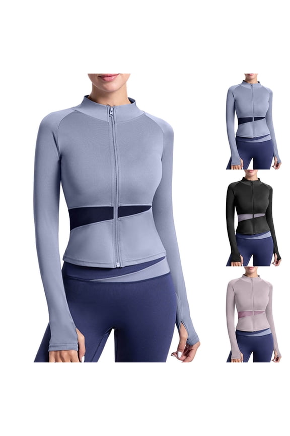Women's Athletic Lightweight UPF 50+ Sun Shirts Long Sleeve Full Zip Up Quick Dry Running Workout Shirts Black,L