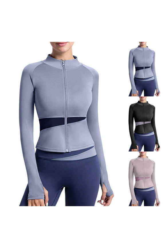 Women's Athletic Lightweight UPF 50+ Sun Shirts Long Sleeve Full Zip Up Quick Dry Running Workout Shirts Black,M