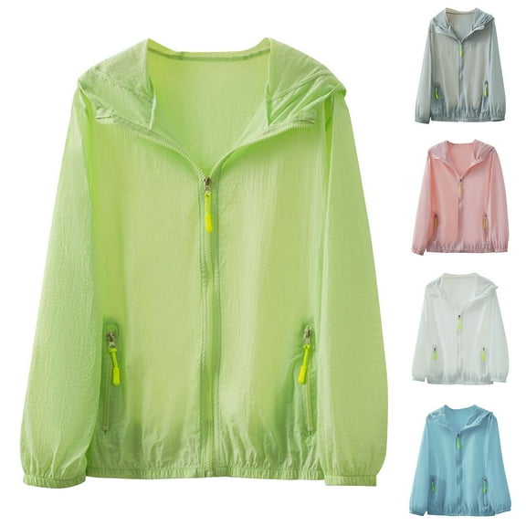 SEAOPEN Women's UPF 50+ Lightweight Athletic Jacket Sun Protection Full Zip Long Sleeve Shirts Hiking Outdoor Pockets Gray,L