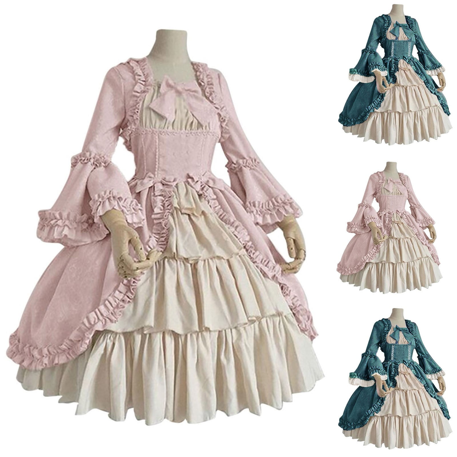 Steampunk Princess Costume Women's Gothic Vintage Dress - Victorian With  Long Sleeves, Bow, Ruffles - Renaissance Cosplay Long Sleeve Princess  Costume