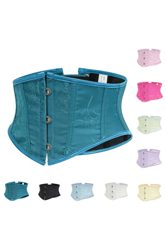 Women's Waspie Corset Underbust Elastic Waist Corset Belt Gothic Renaissance Heavy Duty Waist Training Corsets Shaper Sky Blue,M