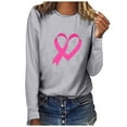 thumbnail image 1 of SEAOPEN Womens Breast Cancer Long Sleeve Shirts Pink Ribbon Graphic Tees Cancer Awareness Support Gift Gray XXL, 1 of 3